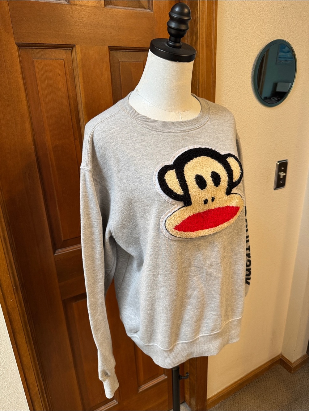 Paul Frank Juniors Gray Sweatshirt with Chenille Patch and Red Mouth Size XL - Picture 7 of 9